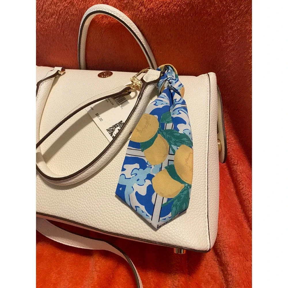 Anne Klein Satchel Purse White Faux Leather‎ Double Handle Crossbody Bag New!